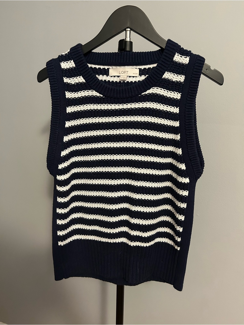 LOFT Navy and White Striped Knit Top